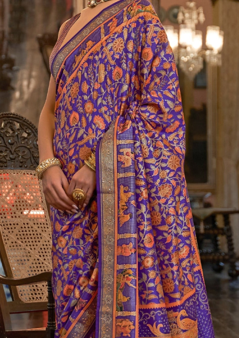 Pure Patola With Heavy Sparkle Work Voilet Saree