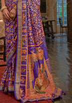 Pure Patola With Heavy Sparkle Work Voilet Saree