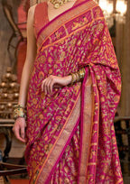 Pure Patola With Heavy Sparkle Work Pink Saree