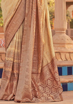 PV Silk With Magnum Foil Work Beige Saree