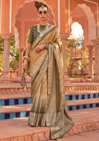 PV Silk With Magnum Foil Work Bronze Saree