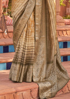 PV Silk With Magnum Foil Work Bronze Saree