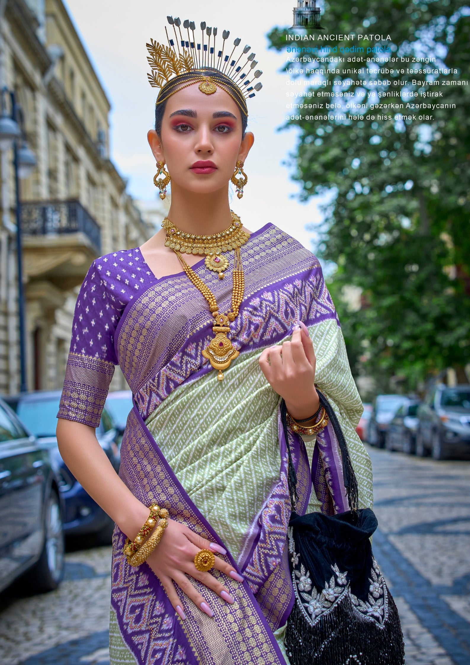 PV Silk Stud Work Light Green Saree With Contrast Border