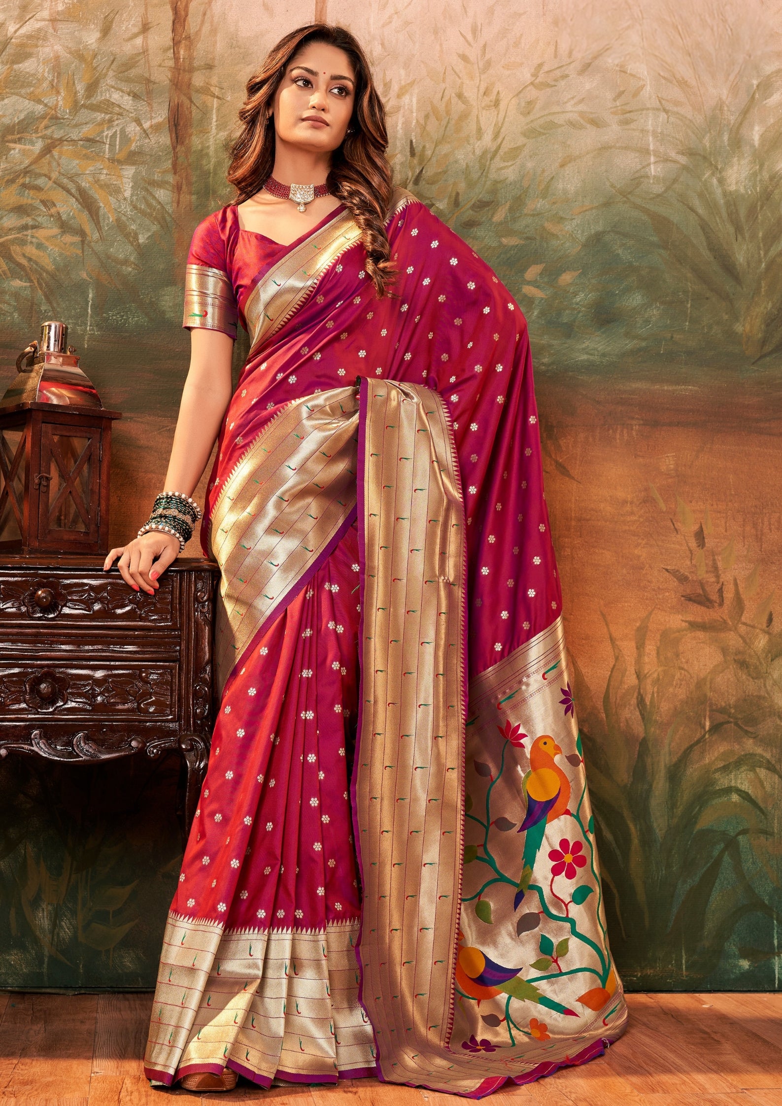 Pure Silk Paithani With Zari Weaving Red Saree