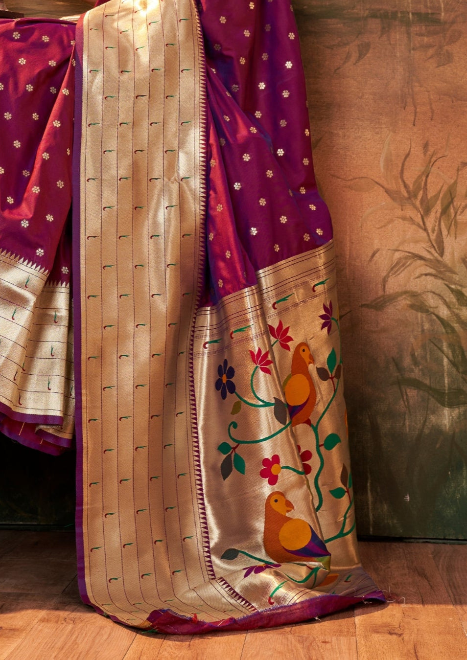 Pure Silk Paithani with Zari Weaving Saree Magenta