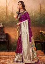 Pure Silk Paithani with Zari Weaving Saree Magenta