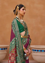 Pure Patola Silk Contrast Border Magenta Saree