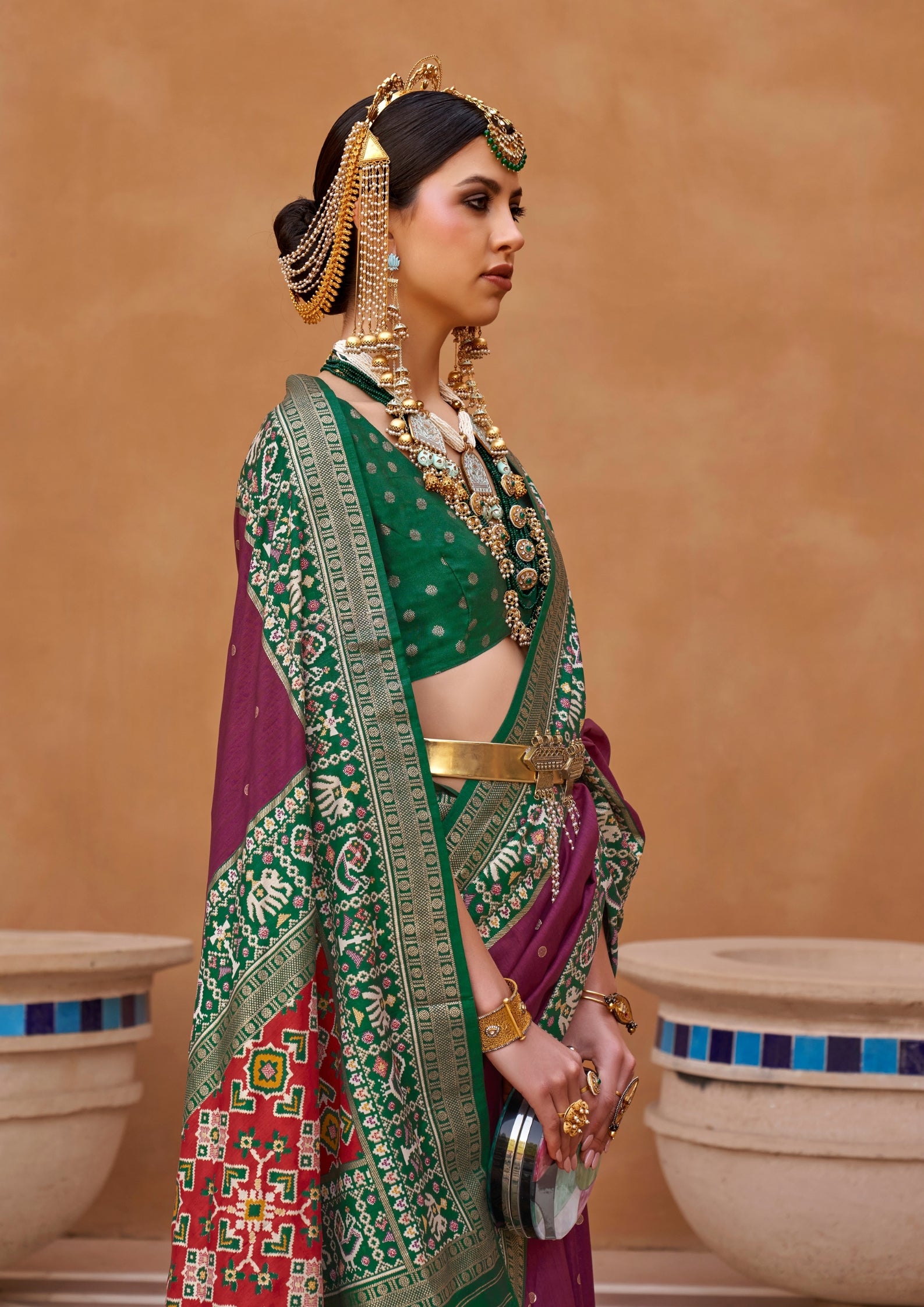 Pure Patola Silk Contrast Border Magenta Saree