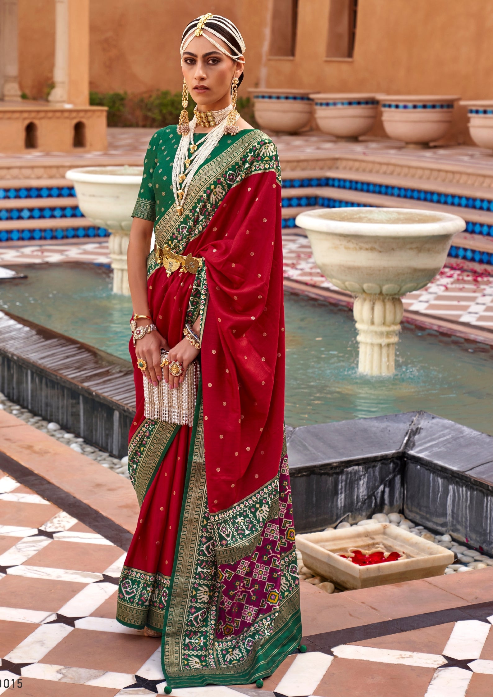 Pure Patola Silk Contrast Border Red Saree