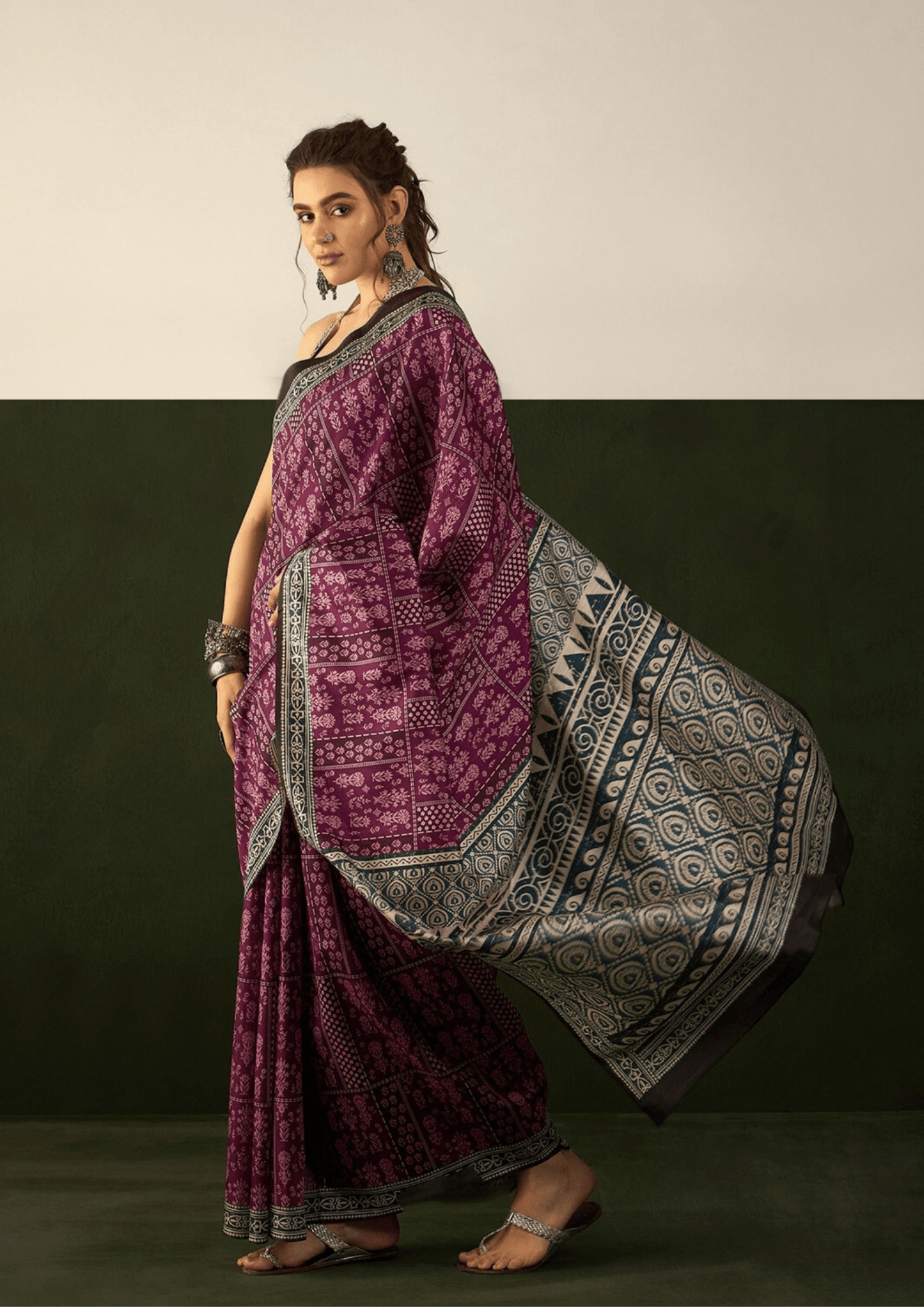 Saree Purple bhagalpuri silk saree - SaviDurga