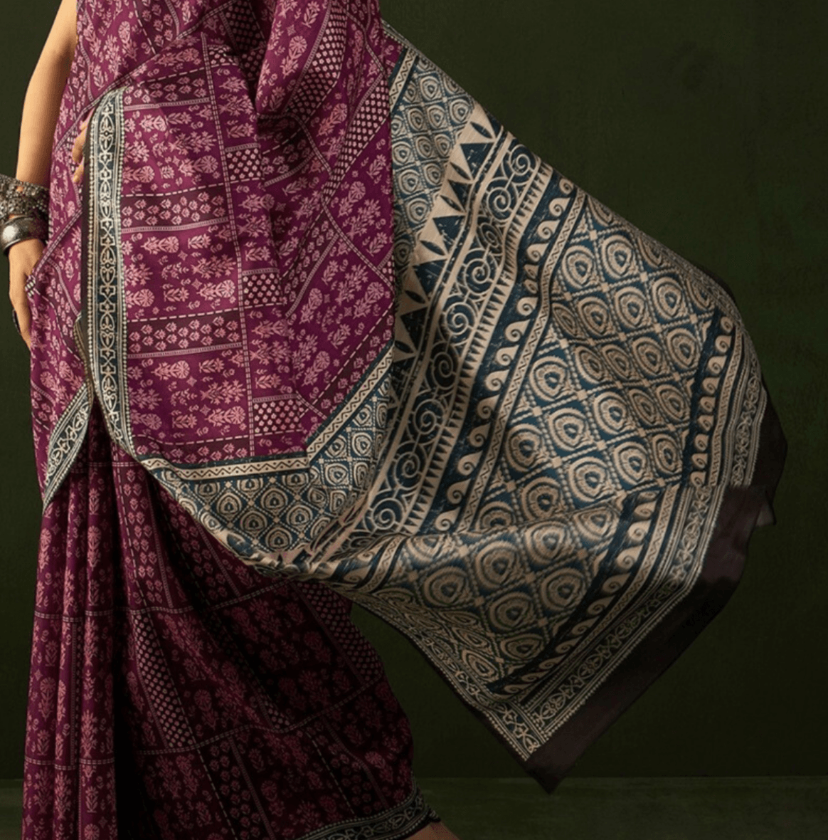 Saree Purple bhagalpuri silk saree - SaviDurga