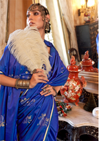 ROYAL BLUE -PURE SATIN HANDLOOM WEAVING SILK