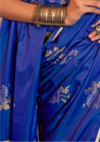 ROYAL BLUE -PURE SATIN HANDLOOM WEAVING SILK