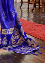 DARK BLUE -PURE SATIN HANDLOOM WEAVING SILK