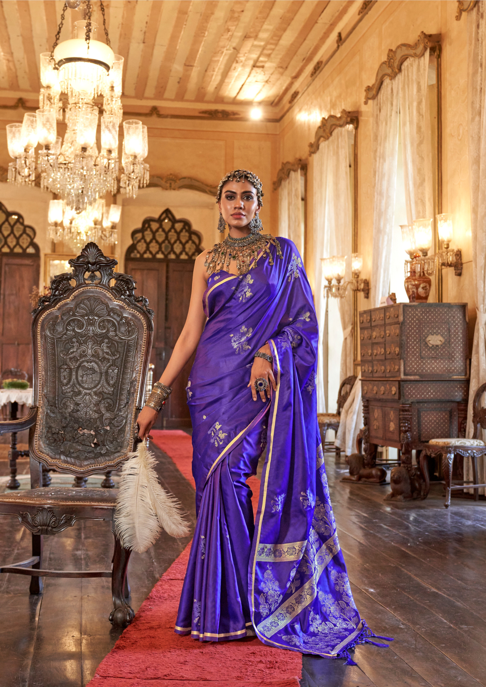 LIGHT PURPLE -PURE SATIN HANDLOOM WEAVING SILK
