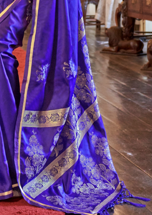 LIGHT PURPLE -PURE SATIN HANDLOOM WEAVING SILK