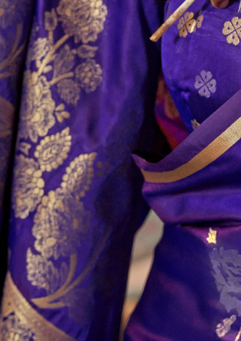 LIGHT PURPLE -PURE SATIN HANDLOOM WEAVING SILK
