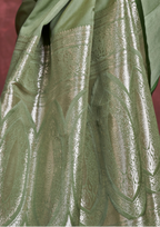 GREEN-TONE TO TONE SATIN  - HANDLOOM WEAVING - BANARASI ZARI