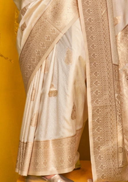 WHITE-TWO TONE HANDLOOM WEAVING SILK