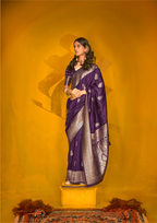 PURPLE-TWO TONE HANDLOOM WEAVING SILK