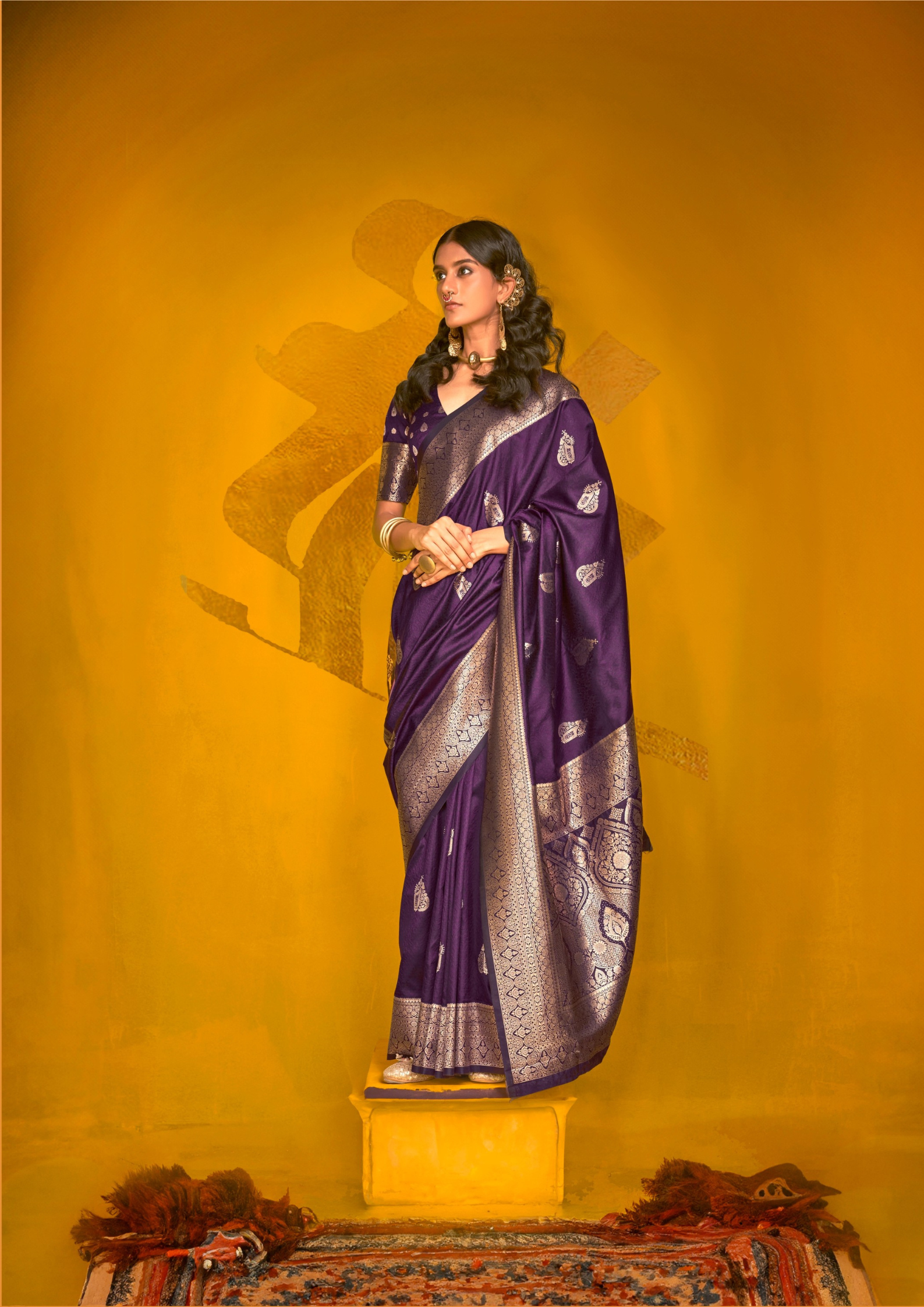 PURPLE-TWO TONE HANDLOOM WEAVING SILK
