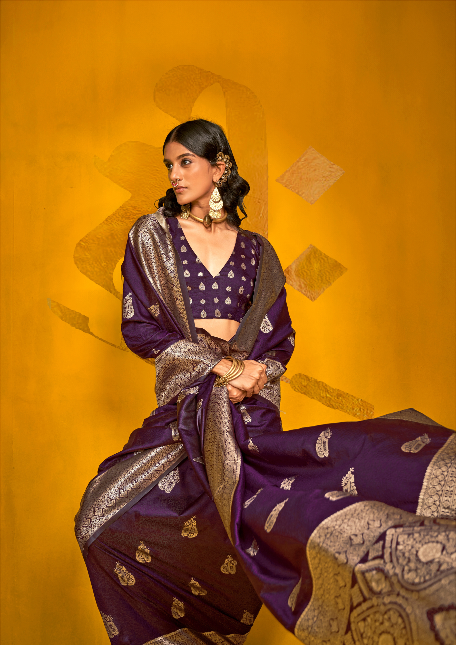 PURPLE-TWO TONE HANDLOOM WEAVING SILK