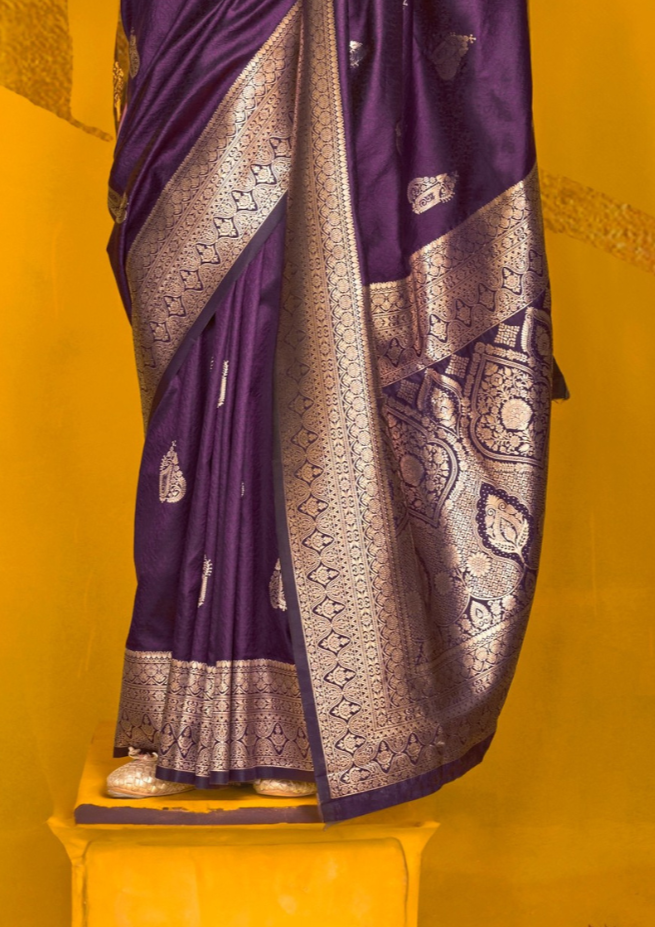 PURPLE-TWO TONE HANDLOOM WEAVING SILK