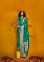 GREEN-TWO TONE HANDLOOM WEAVING SILK