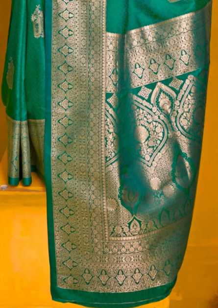 GREEN-TWO TONE HANDLOOM WEAVING SILK