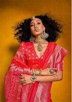 RED-TWO TONE HANDLOOM WEAVING SILK