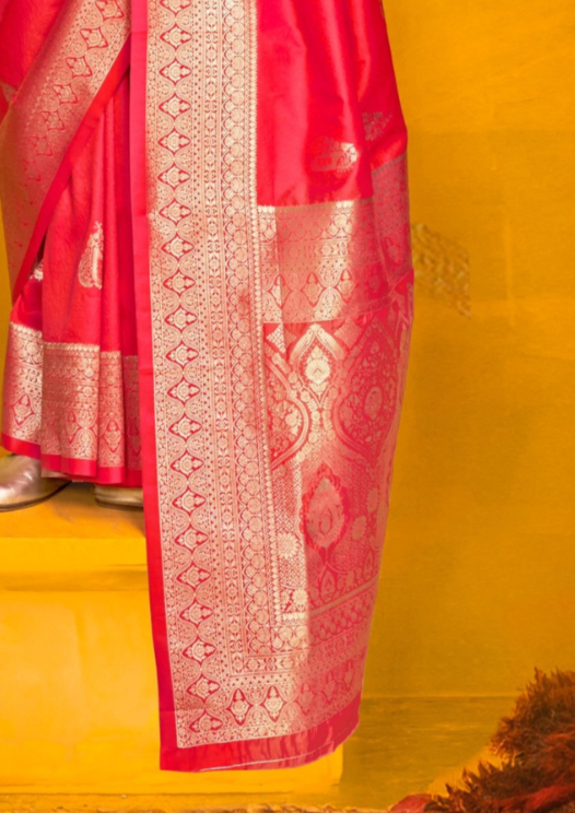 RED-TWO TONE HANDLOOM WEAVING SILK
