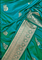 TEAL BLUE-TWO TONE HANDLOOM WEAVING SILK