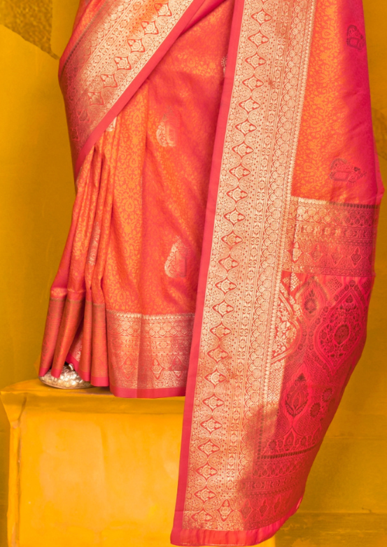 ORANGE-TWO TONE HANDLOOM WEAVING SILK