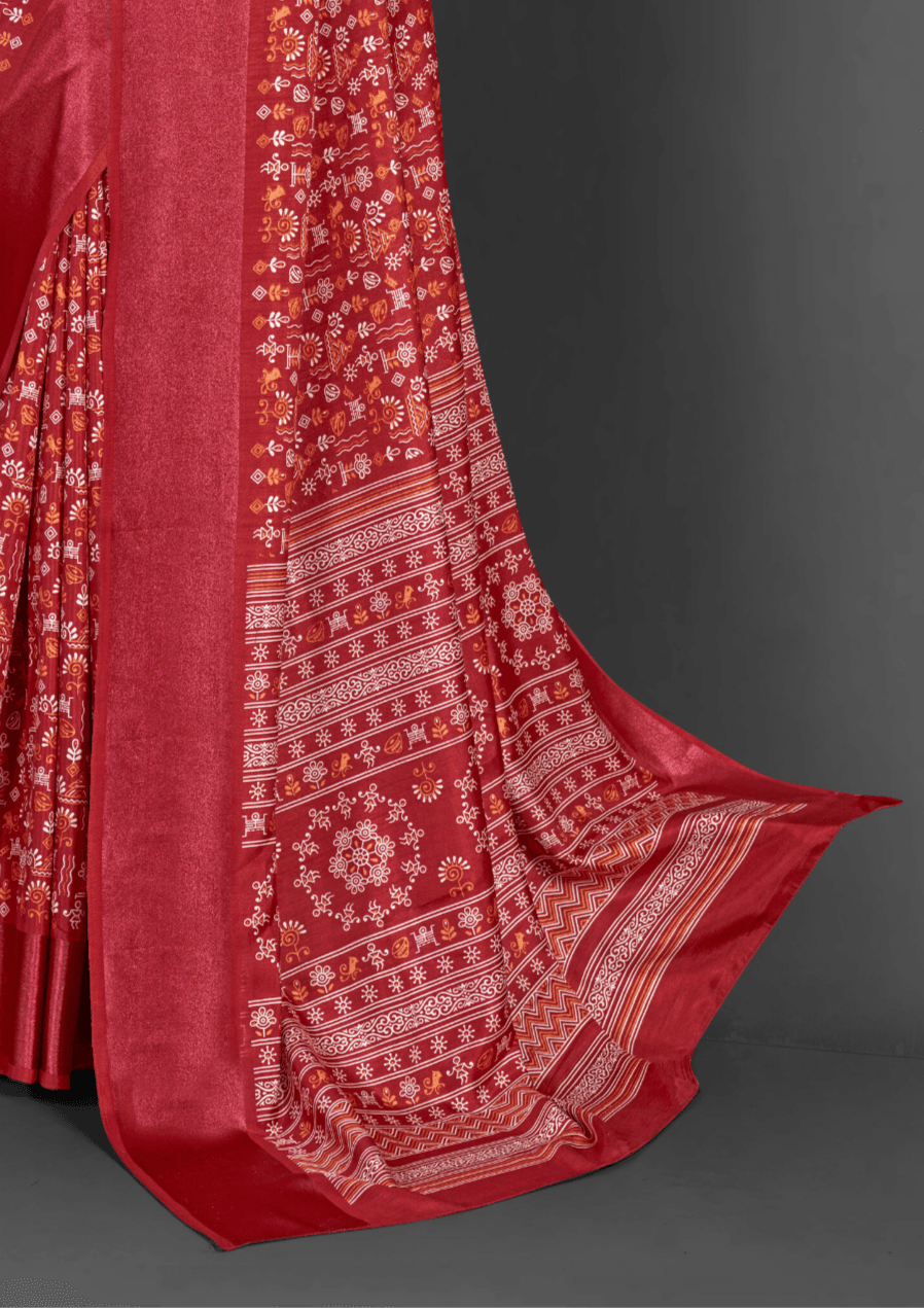 Saree Red Dola Printed saree - SaviDurga