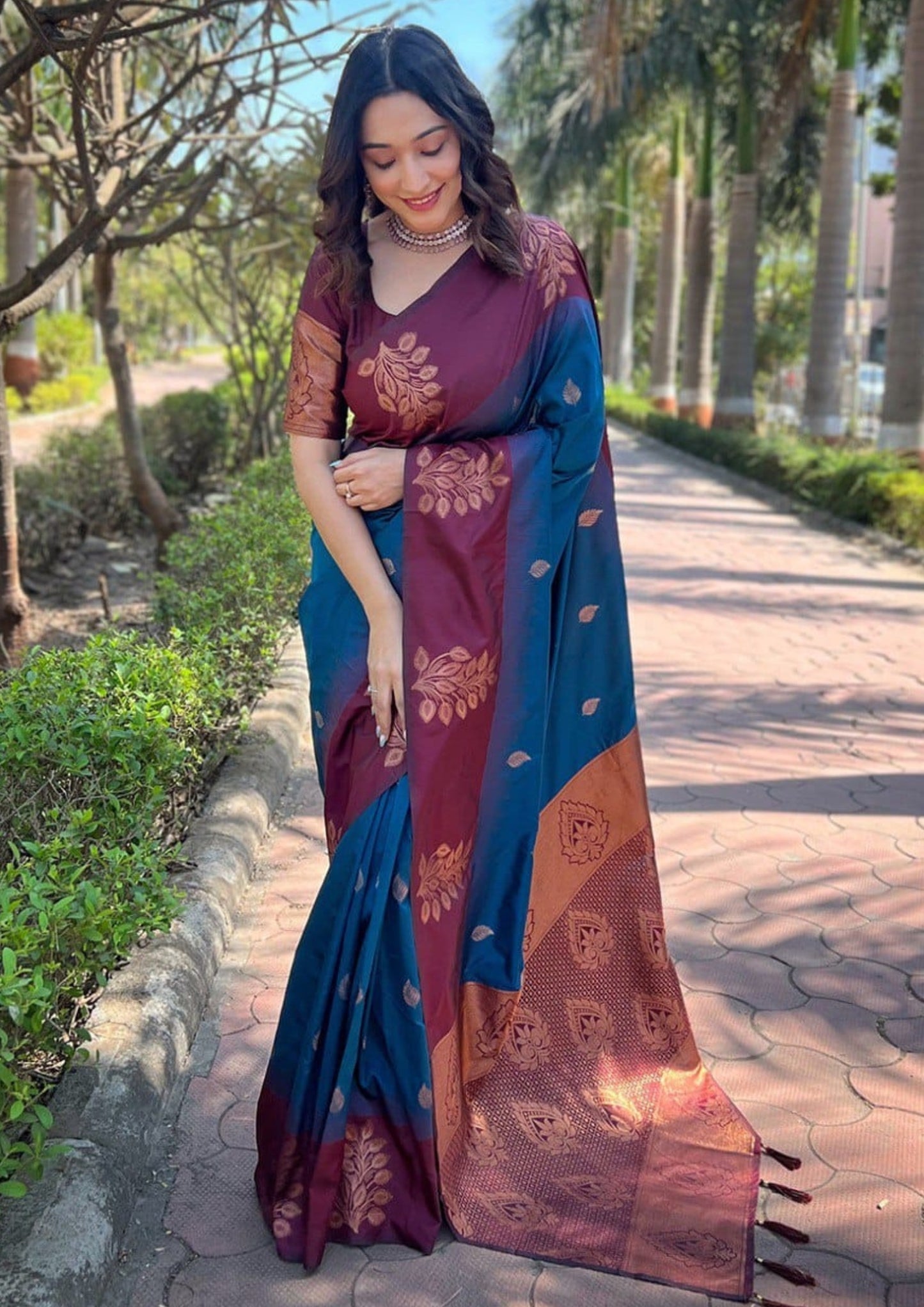 Banarasi Soft Silk With Zari Work Royal Blue Saree