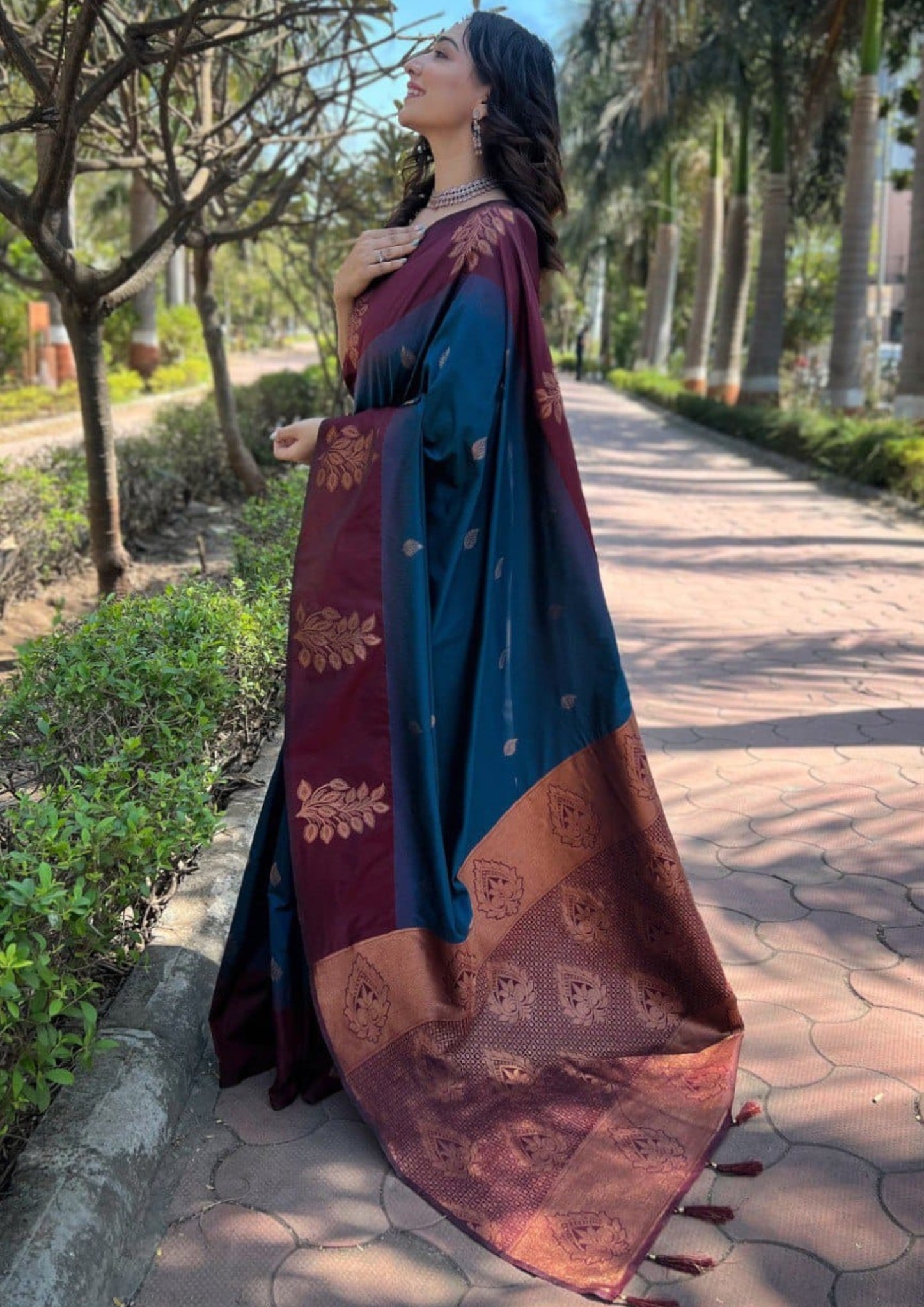 Banarasi Soft Silk With Zari Work Royal Blue Saree