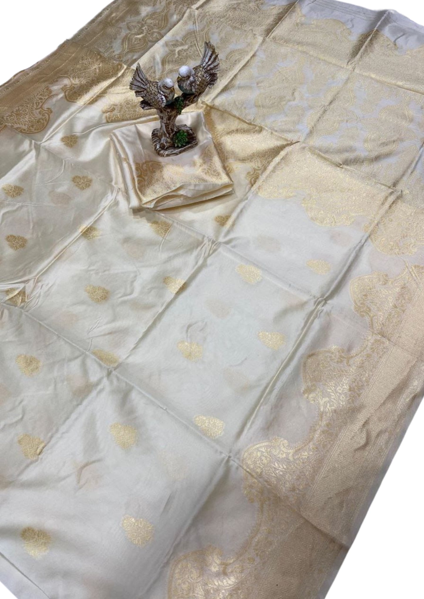 Banarasi Soft Lichi Silk With Jacquard Border White Saree