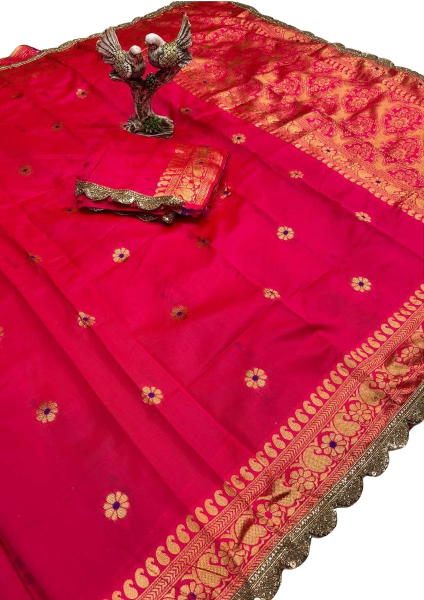 Banarasi Soft Lichi Silk With Jacquard Border Magenta Saree