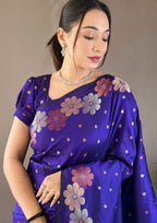 Soft Lichi Silk Blue Saree