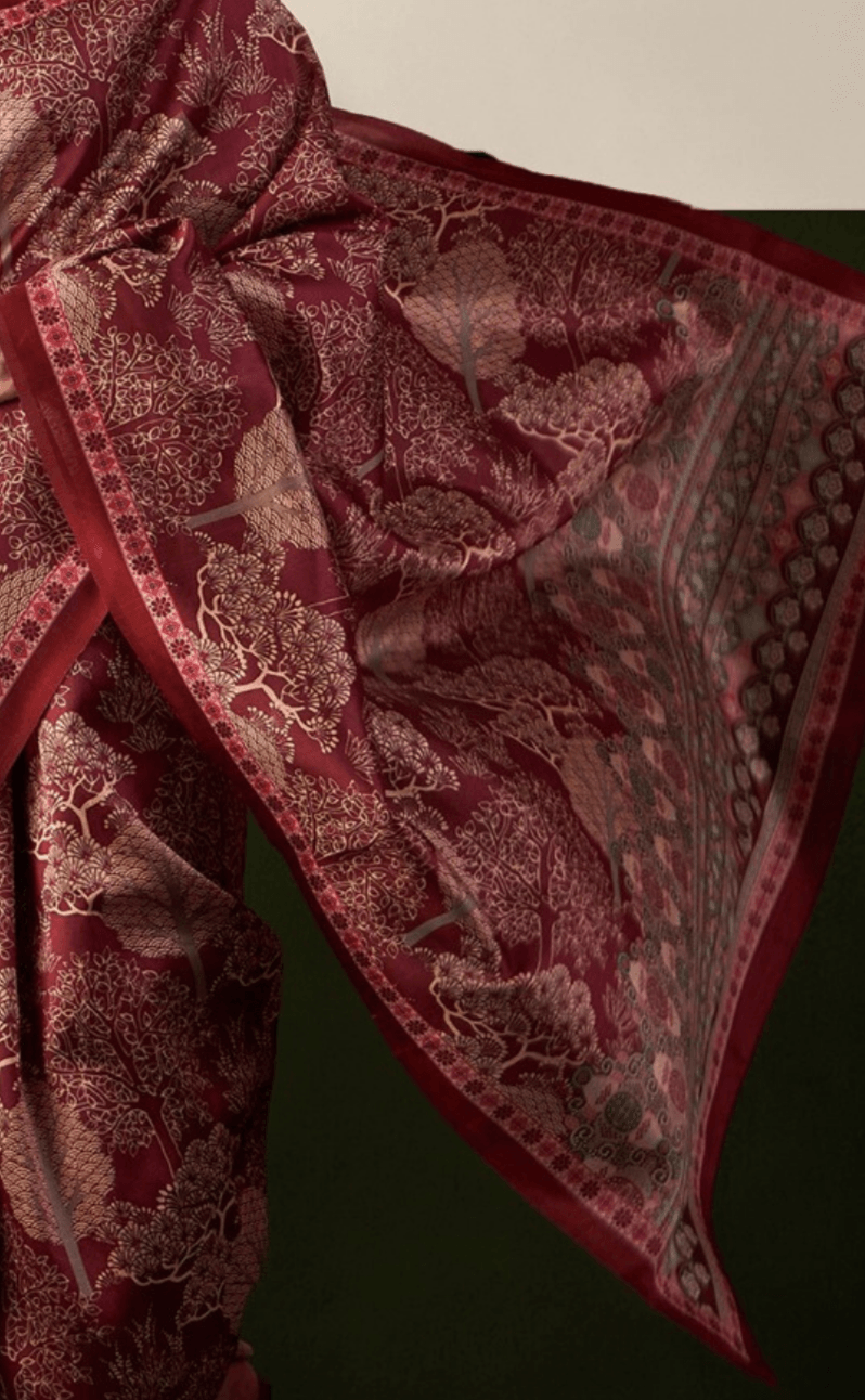 Saree Royal Red Designer Bhagalpuri Saree - SaviDurga