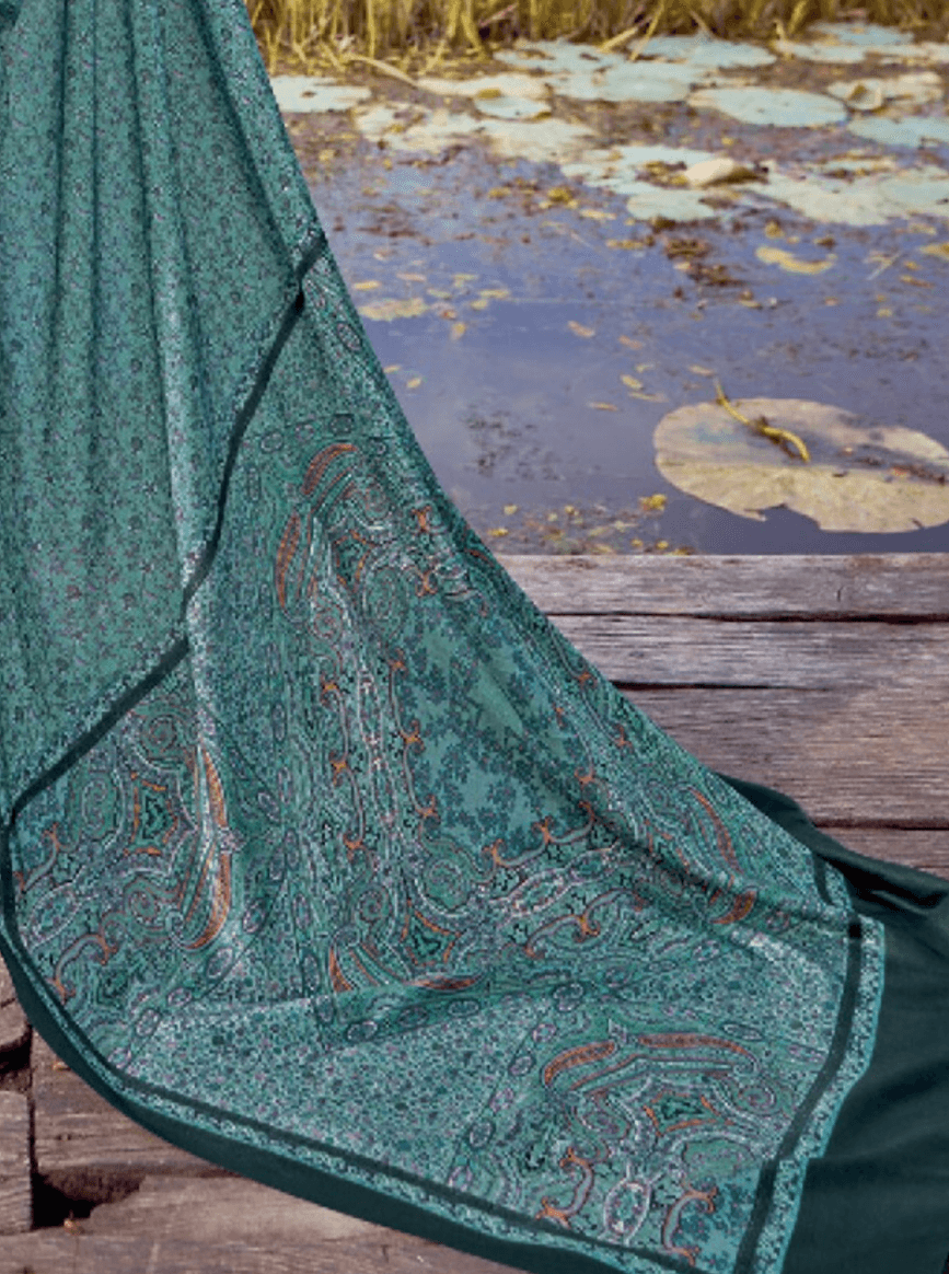 Saree Sea Green Pashmina Print Saree - SaviDurga