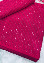 Shimmering Hot Pink Party Wear Georgette Saree