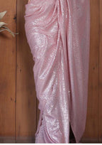 Shimmering Soft Pink Party Wear Georgette Saree