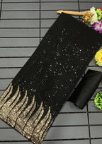 Black Sequin Party Wear  Georgette Saree