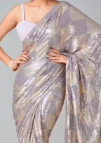 Lavender Sequin Embroidered Party wear Saree