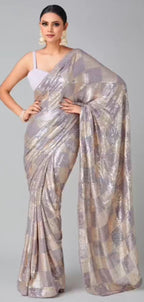 Lavender Sequin Embroidered Party wear Saree