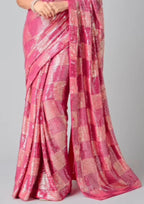 Royal Pink Sequin Embroidered Party wear Saree