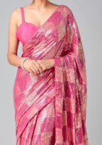 Royal Pink Sequin Embroidered Party wear Saree