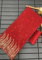 Red Sequin Party Wear  Georgette Saree