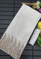 White Sequin Party Wear  Georgette Saree